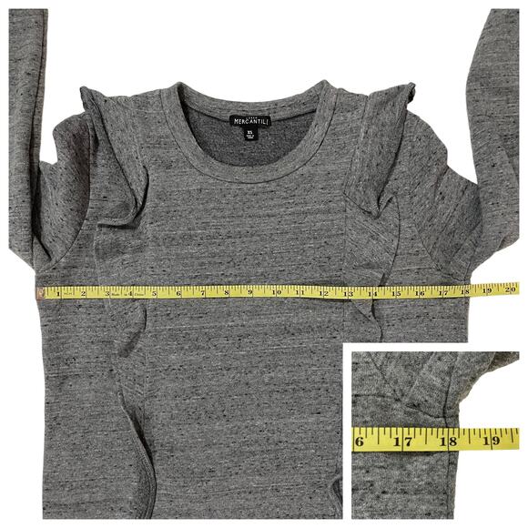 J. Crew Mercantile Ruffle Trimmed Pullover - Gray - XS - Picture 3 of 12